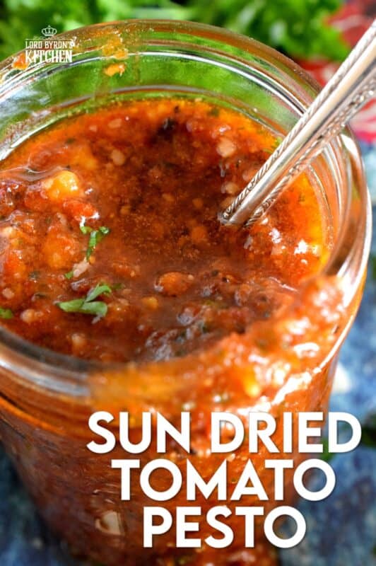 Homemade Sun Dried Tomato Pesto, otherwise known as Pesto Rosso, is so much better than store-bought. A combination of good olive oil, fresh basil and real parmesan cheese will make the best results. Use it on pasta, fish, chicken, and as a sandwich spread too! Who could resist this delicious, vibrant sauce? #sun #dried #sundried #tomato #pesto #basil #fresh #homemade