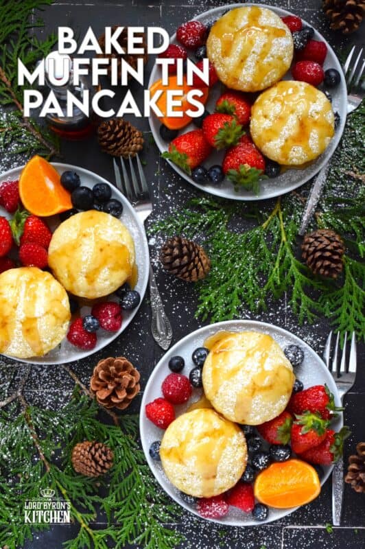 Say goodbye to standing over a griddle, watching and waiting for bubbles to form before flipping and watching and waiting some more.  Baked Muffin Tin Pancakes are super easy to make, are completely customizable, and more importantly, are super fluffy and very flavourful! #pancakes #baked #muffintin