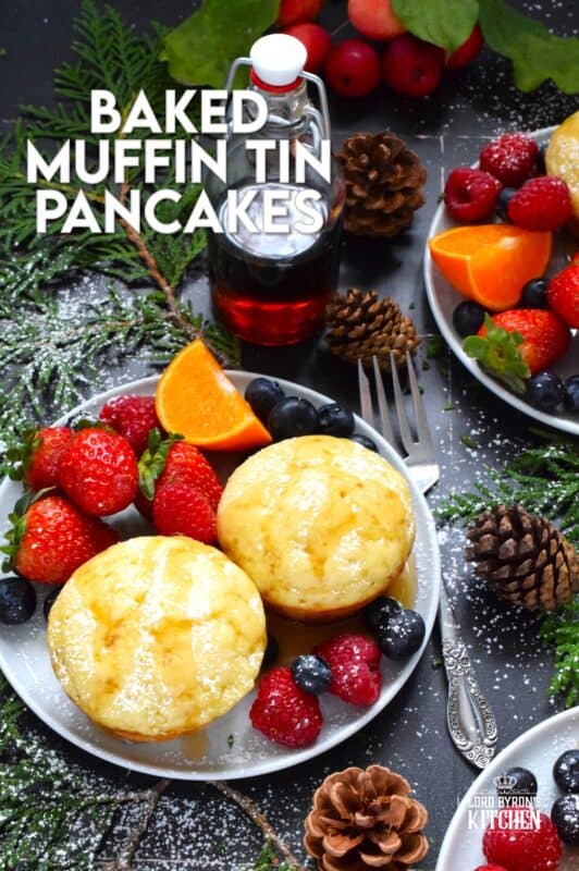 Say goodbye to standing over a griddle, watching and waiting for bubbles to form before flipping and watching and waiting some more.  Baked Muffin Tin Pancakes are super easy to make, are completely customizable, and more importantly, are super fluffy and very flavourful! #pancakes #baked #muffintin