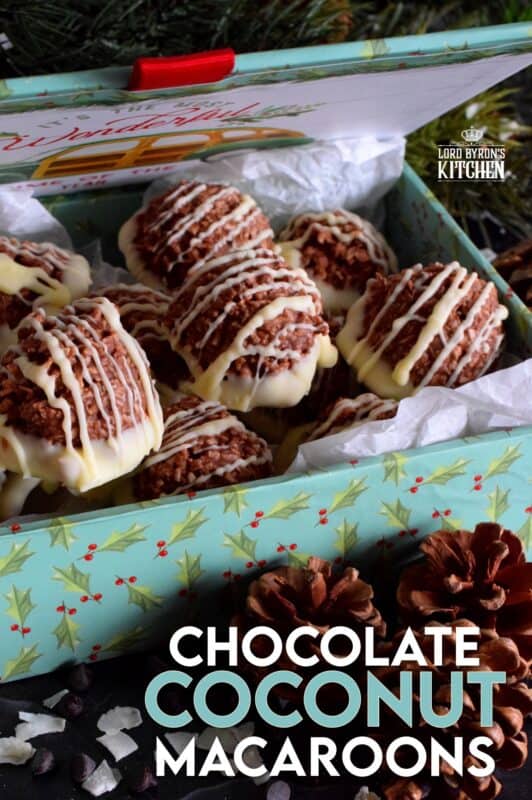 These no-bake Chocolate Coconut Macaroons are an easy, decadent, chocolaty treat. Keep them classic or try adding nuts, dried fruit, or even candy! So easy to prepare and freezer-friendly too, these make a great hostess gift as well! #nobake #chocolate #coconut #coconutmacaroons #macaroons