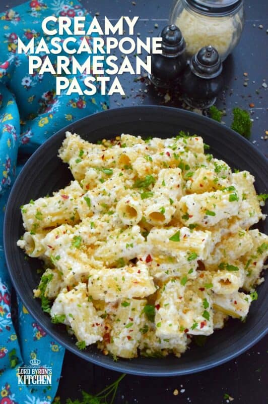 When it comes to cream sauce and pasta, nothing beats this Creamy Mascarpone Parmesan Pasta! The creamiest of them all, this sauce is prepared with both mascarpone and parmesan cheese, seasonings, and fresh lemon juice. Topped with toasted breadcrumbs for taste and texture, this quick and easy meal is simply delicious! #mascarpone #parmesan #pasta