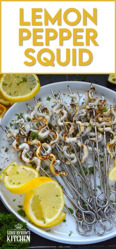 Sometimes, a simple recipe, one that leaves the main ingredient in a near-pure form, is the best! Lemon Pepper Squid is such a recipe; with the help of a few seasonings, some lemon juice, and oil, these are quickly cooked until just charred on a very hot grill so that they are super tender and most certainly super flavourful! #lemonpepper #squid #grilled #seafood