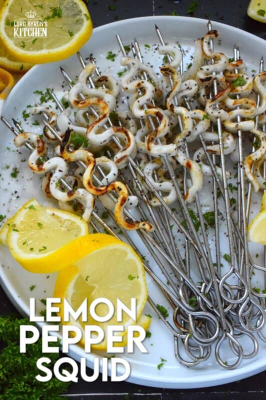 Sometimes, a simple recipe, one that leaves the main ingredient in a near-pure form, is the best! Lemon Pepper Squid is such a recipe; with the help of a few seasonings, some lemon juice, and oil, these are quickly cooked until just charred on a very hot grill so that they are super tender and most certainly super flavourful! #lemonpepper #squid #grilled #seafood