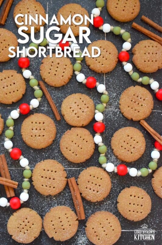 One can never get enough shortbread at Christmastime! This delicious shortbread cookie is prepared with brown sugar and cinnamon. Rolled in a cinnamon-sugar mixture, this classic, old-fashioned sweet shortbread recipe is a new and updated take on everyone's favourite holiday cookie! #cinnamon #shortbread #cookies #sugar #christmas #holiday #baking