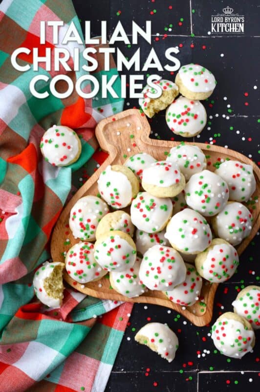 Italian Christmas Cookies just might be one of the most sought-after holiday cookies ever - right after shortbread! These soft, moist, and sweet cookies are prepared with salted butter and ricotta cheese. You just know that if those two ingredients are in anything, it's going to be delicious! Topped with icing and sprinkles, these just scream Christmas! #italian #cookies #ricotta