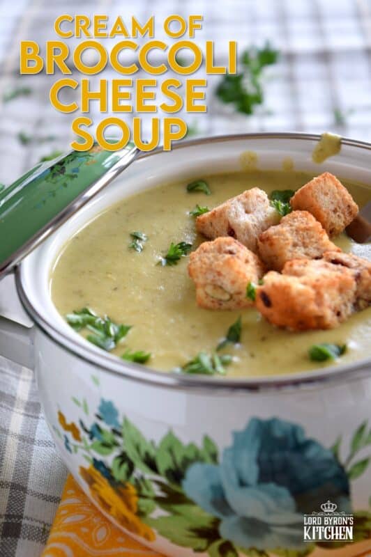 The creamiest, cheesiest, most satisfying Cream of Broccoli Cheese Soup that you will ever find is right here! This recipe uses broccoli stalks too, so there is no waste! Even if you're not a big fan of broccoli, you should give this soup a try; it has been known to change the minds of many who thought they didn't like broccoli! #broccoli #creamy #cheesy #soup