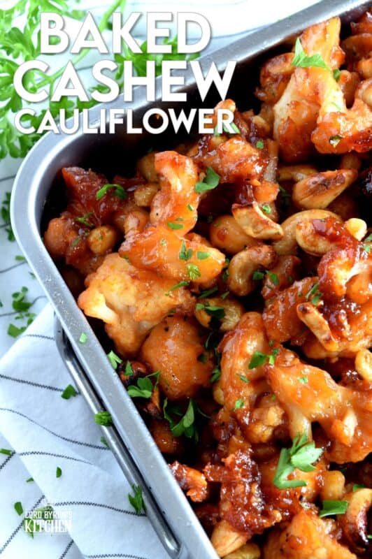 Cashew Cauliflower is the vegetarian equivalent of the classic Chinese buffet favourite, Cashew Chicken. The same great flavour as your favourite Chinese take out, but in vegetarian format. This is one of those recipes that you will want to make over and over again. Yum! #cashew #cauliflower #takeout #vegetarian #asian