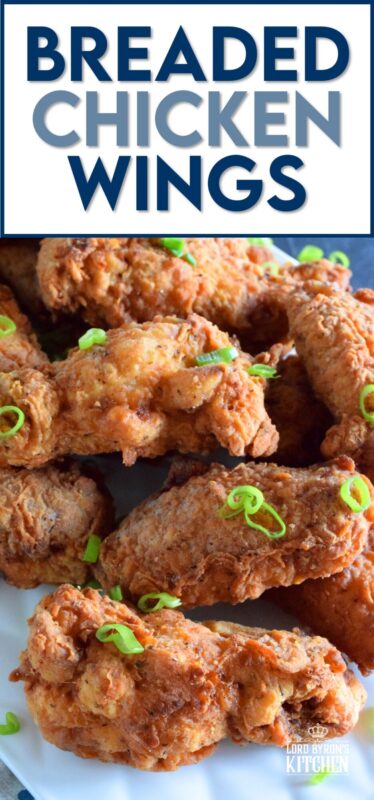 Forget those Breaded Chicken Wings in the frozen section of your local grocery store! This homemade version has better flavour, more crunch, and most certainly way more bang for your buck. These are great just the way they are, or toss them in your favourite wing sauce! #wings #chicken #breaded #fried