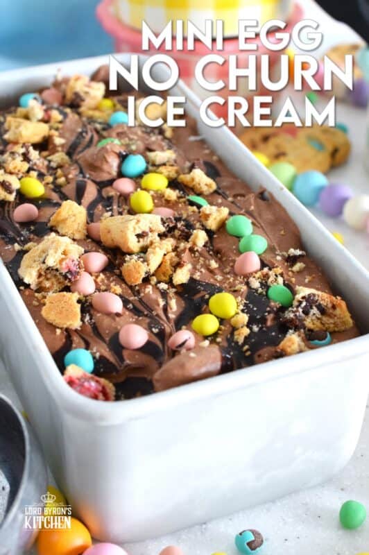 Developed with the chocolate mini egg enthusiast in mind, this no churn ice cream is so quick and easy to prepare! Smooth and velvety, flavoured and enriched with good cocoa, this ice cream is loaded with Cadbury Easter chocolate eggs, crumbled chocolate cookies, and even a chocolate syrup drizzle! #nochurn #icecream #minieggs #easter #cadbury