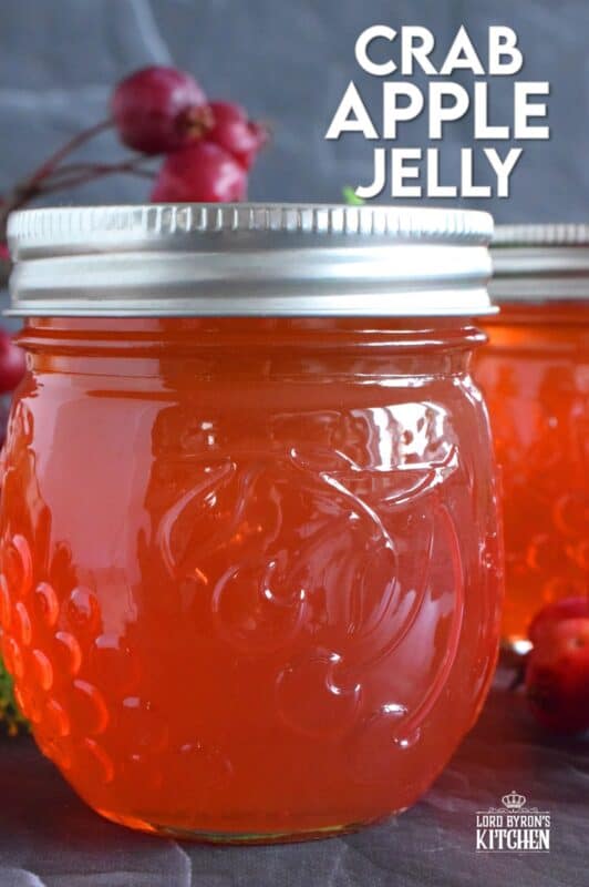 Easily transform those overly tart backyard crab apples into the most delicious Crab Apple Jelly! All you need are crab apples, water, and sugar! This jelly is sweet and tart and has a strong crab apple flavour. Go ahead, spoon it over everything! #crabapples #apple #jelly