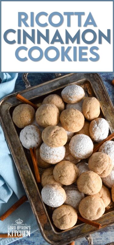 Ricotta is baked into these Ricotta Cinnamon Cookies to help keep them soft and fresh. Even though at first glance these cookies might look rather plain and boring, their flavour is tremendous! Perfectly light, airy, and cinnamon-y, it's hard to eat just one of these delicious treats! #ricotta #cookies #cinnamon #soft #moist