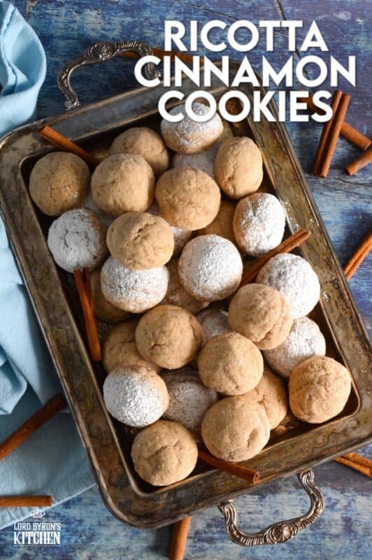 Ricotta is baked into these Ricotta Cinnamon Cookies to help keep them soft and fresh. Even though at first glance these cookies might look rather plain and boring, their flavour is tremendous! Perfectly light, airy, and cinnamon-y, it's hard to eat just one of these delicious treats! #ricotta #cookies #cinnamon #soft #moist