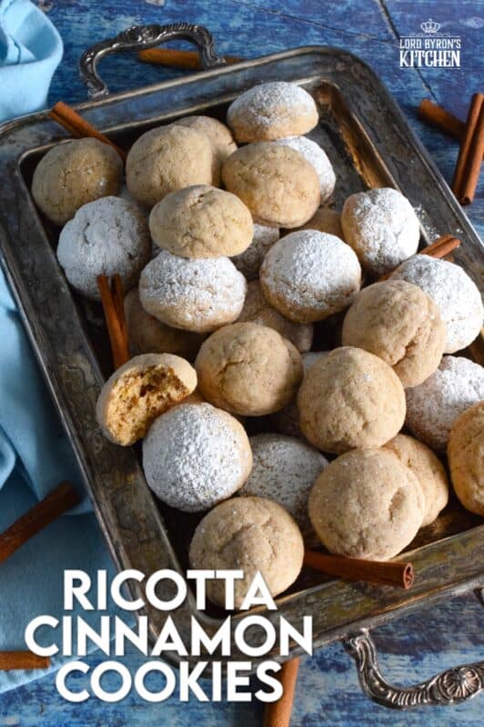 Ricotta is baked into these Ricotta Cinnamon Cookies to help keep them soft and fresh. Even though at first glance these cookies might look rather plain and boring, their flavour is tremendous! Perfectly light, airy, and cinnamon-y, it's hard to eat just one of these delicious treats! #ricotta #cookies #cinnamon #soft #moist