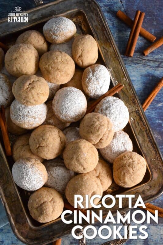 Ricotta is baked into these Ricotta Cinnamon Cookies to help keep them soft and fresh. Even though at first glance these cookies might look rather plain and boring, their flavour is tremendous! Perfectly light, airy, and cinnamon-y, it's hard to eat just one of these delicious treats! #ricotta #cookies #cinnamon #soft #moist