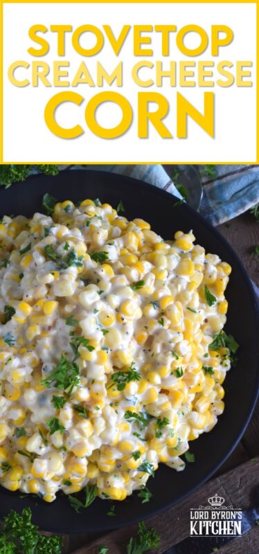 Easily transform frozen corn into the most delicious side dish in twenty minutes. Stovetop Cream Cheese Corn is side dish perfection! Watch the cream cheese and milk melt together with the corn to create a very tasty side dish in 20 minutes flat! #stovetop #cream #cheese #corn #side #dish