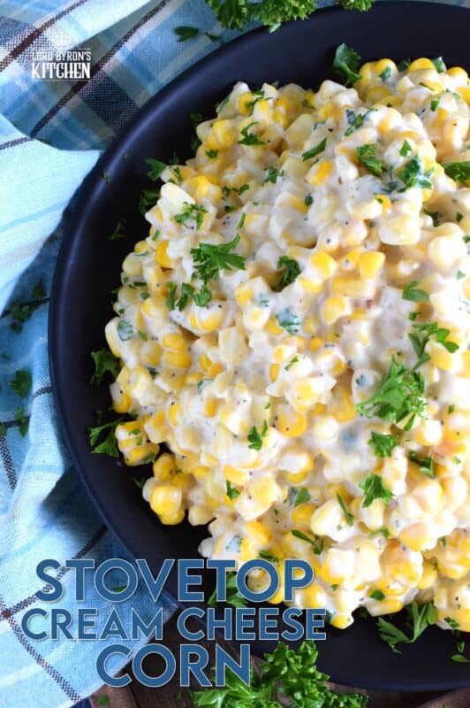 Easily transform frozen corn into the most delicious side dish in twenty minutes. Stovetop Cream Cheese Corn is side dish perfection! Watch the cream cheese and milk melt together with the corn to create a very tasty side dish in 20 minutes flat! #stovetop #cream #cheese #corn #side #dish