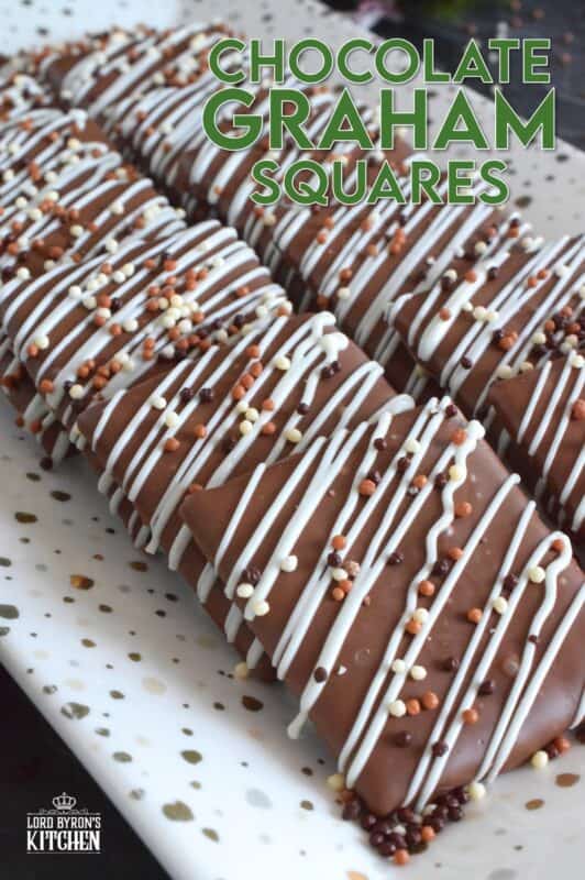 Deliciously light and crispy store-bought graham crackers are entirely dipped in melted milk chocolate and topped with a drizzle of melted white chocolate and sprinkles. These no-bake Chocolate Graham Squares are very easy to prepare and are perfect to package up in cellophane bags and gift to your favourite workmates! #graham #cracker #wafer #crumbs #chocolate #nobake #christmas #holiday #gift