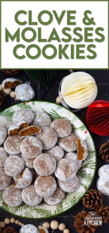 Ground clove is a very common ingredient in holiday baking, but for the most part, it's hidden in a blend of other spices like cinnamon, ginger, and nutmeg. Clove and Molasses Cookies omit all of those and place ground cloves at the forefront. Cloves are described as having a hot taste, so these cookies are strongly flavoured and perfectly paired with hot tea. #christmas #holiday #baking #cookies #molasses #cloves