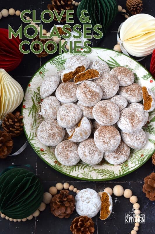 Ground clove is a very common ingredient in holiday baking, but for the most part, it's hidden in a blend of other spices like cinnamon, ginger, and nutmeg. Clove and Molasses Cookies omit all of those and place ground cloves at the forefront. Cloves are described as having a hot taste, so these cookies are strongly flavoured and perfectly paired with hot tea. #christmas #holiday #baking #cookies #molasses #cloves