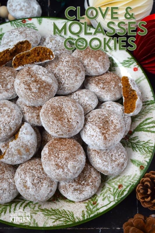 Ground clove is a very common ingredient in holiday baking, but for the most part, it's hidden in a blend of other spices like cinnamon, ginger, and nutmeg. Clove and Molasses Cookies omit all of those and place ground cloves at the forefront. Cloves are described as having a hot taste, so these cookies are strongly flavoured and perfectly paired with hot tea. #christmas #holiday #baking #cookies #molasses #cloves