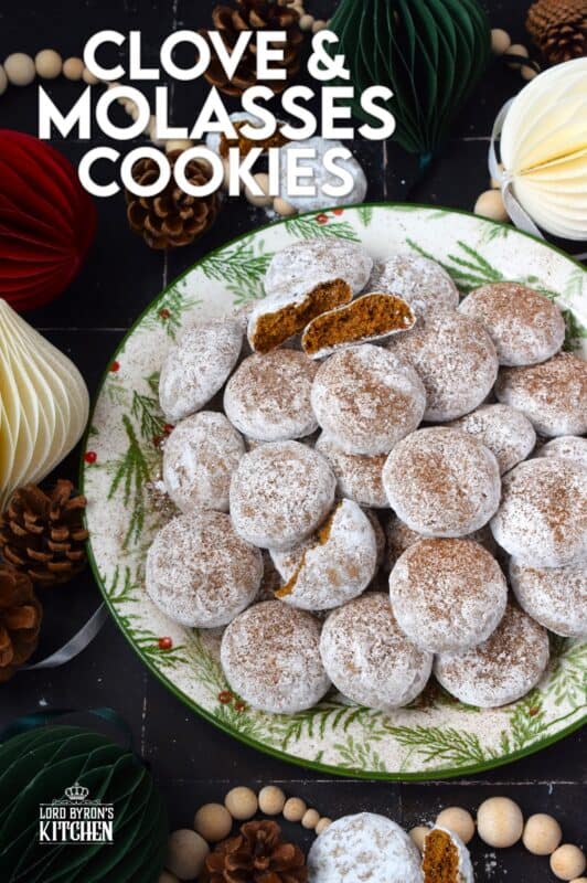 Ground clove is a very common ingredient in holiday baking, but for the most part, it's hidden in a blend of other spices like cinnamon, ginger, and nutmeg. Clove and Molasses Cookies omit all of those and place ground cloves at the forefront. Cloves are described as having a hot taste, so these cookies are strongly flavoured and perfectly paired with hot tea. #christmas #holiday #baking #cookies #molasses #cloves