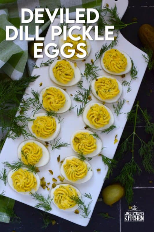 Deviled Dill Pickle Eggs are so delicious and an appetizer or side that can be prepared any time of the year - not just at Easter, which is when most of us tend to prepare them! Prepared with lots of fresh dill and dill pickles, this one is obviously for the dill lover! These are great to serve at a backyard summer BBQ! #dillpickles #deviledeggs #appetizer #dill