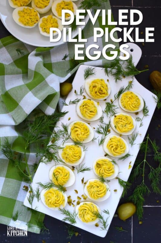 Deviled Dill Pickle Eggs are so delicious and an appetizer or side that can be prepared any time of the year - not just at Easter, which is when most of us tend to prepare them! Prepared with lots of fresh dill and dill pickles, this one is obviously for the dill lover! These are great to serve at a backyard summer BBQ! #dillpickles #deviledeggs #appetizer #dill
