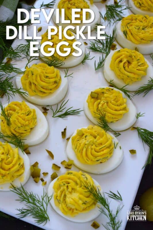 Deviled Dill Pickle Eggs are so delicious and an appetizer or side that can be prepared any time of the year - not just at Easter, which is when most of us tend to prepare them! Prepared with lots of fresh dill and dill pickles, this one is obviously for the dill lover! These are great to serve at a backyard summer BBQ! #dillpickles #deviledeggs #appetizer #dill