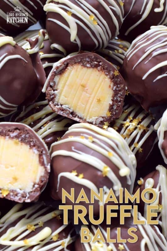This recipe takes a popular and beloved Canadian classic, the Nanaimo Bar, and transforms it into the most delicious truffle balls complete with a sweet, custard-based center. Just one bite and you'll be so hooked that you'll want to make these again and again! #nanaimo #truffles #balls #holiday #nobake