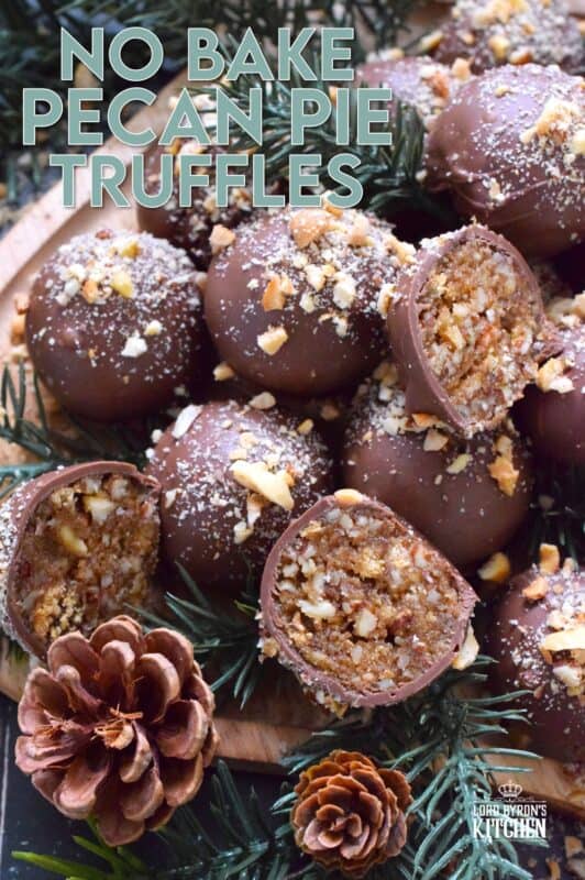 Phenomenal is the only word to describe these No Bake Pecan Pie Truffles! In just a few minutes, the filling is easily prepared and can be made in advance. Roll the filling into balls and dip them into silky smooth melted milk chocolate. Top these truffles with more chopped pecans and enjoy! #pecan #balls #truffles #holiday #chocolate #nobake