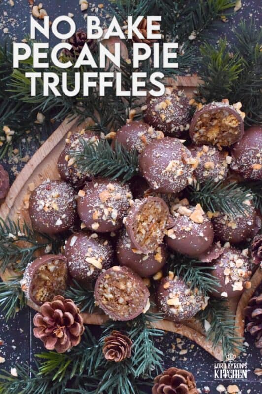 Phenomenal is the only word to describe these No Bake Pecan Pie Truffles! In just a few minutes, the filling is easily prepared and can be made in advance. Roll the filling into balls and dip them into silky smooth melted milk chocolate. Top these truffles with more chopped pecans and enjoy! #pecan #balls #truffles #holiday #chocolate #nobake
