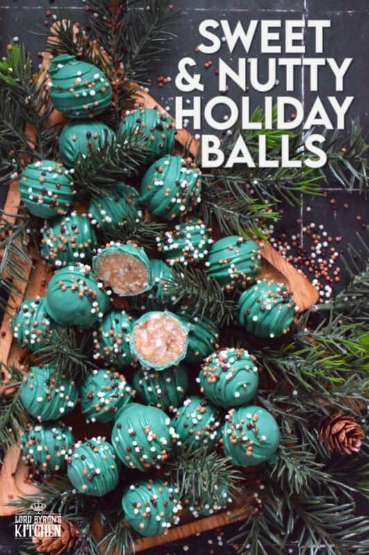 These bright and festive treats are prepared with ground nuts and sweetened condensed milk. Sweet and Nutty Christmas Balls are where candies and cookies meet to create the most delectable and rich holiday confection. It's extremely hard to eat just one of these! #nobake #candymelts #green #nuts #candy #stovetop #christmas