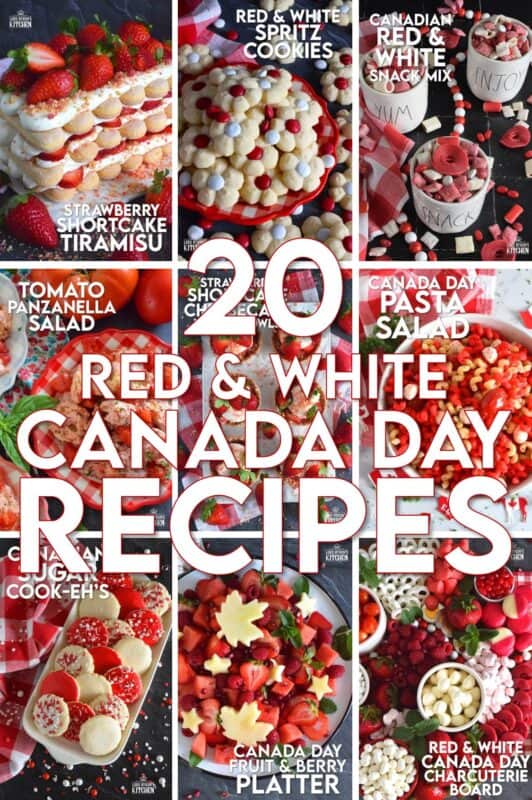 Here are 20 recipes that celebrate everything red and white just in time for Canada Day! If you're hosting a backyard BBQ or attending a local community picnic potluck, this collection has something everyone will love! Whether you're Canadian or you simply admire the people, the culture, and of course, the food, you'll find something delicious here to sink your teeth into! Happy Canada Day! #canadaday #redandwhite #canadian #july1st