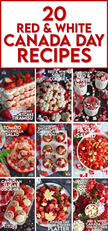 Here are 20 recipes that celebrate everything red and white just in time for Canada Day! If you're hosting a backyard BBQ or attending a local community picnic potluck, this collection has something everyone will love! Whether you're Canadian or you simply admire the people, the culture, and of course, the food, you'll find something delicious here to sink your teeth into! Happy Canada Day! #canadaday #redandwhite #canadian #july1st