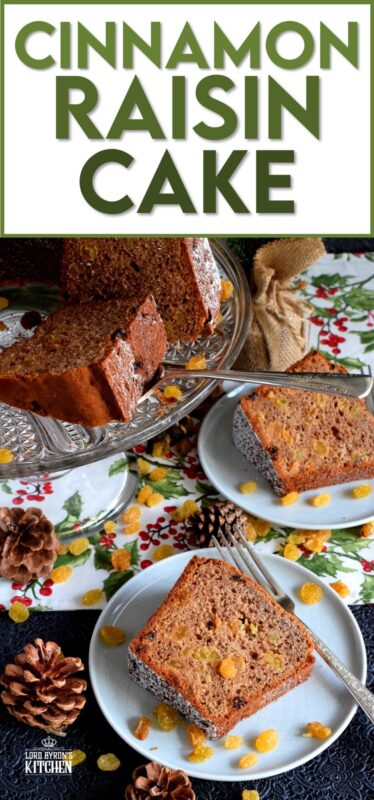 There are cinnamon raisin bagels and bread, so why not a cake too? Cinnamon Raisin Bundt Cake is a light and fluffy cake prepared with yogurt and simple pantry ingredients. There's a lot of cinnamon in this cake which adds warmth and the two whole cups of raisins ensure this cake stays soft and moist; perfect for the holidays! #raisin #cinnamon #bundt