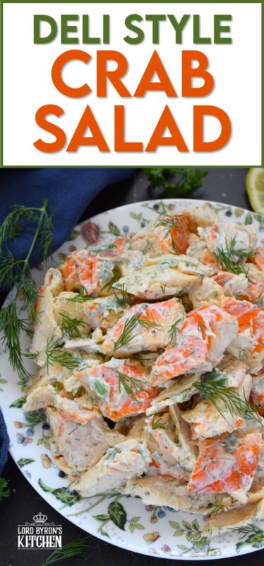Avoid the overhead prices and prepare this Deli-Style Crab Salad at home! You can use real crab meat or keep it budget-friendly with imitation. Tossed with a dressing comprised of mayonnaise, lemon juice and fresh dill, this salad packs a flavour punch! #seafood #deli #delistyle #crab #salad