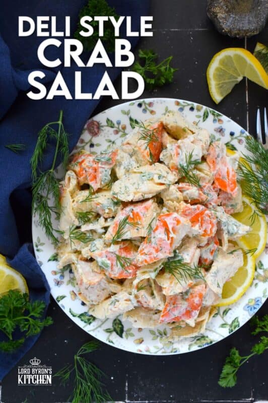 Avoid the overhead prices and prepare this Deli-Style Crab Salad at home! You can use real crab meat or keep it budget-friendly with imitation. Tossed with a dressing comprised of mayonnaise, lemon juice and fresh dill, this salad packs a flavour punch! #seafood #deli #delistyle #crab #salad
