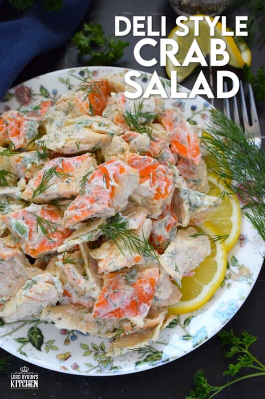 Avoid the overhead prices and prepare this Deli-Style Crab Salad at home! You can use real crab meat or keep it budget-friendly with imitation. Tossed with a dressing comprised of mayonnaise, lemon juice and fresh dill, this salad packs a flavour punch! #seafood #deli #delistyle #crab #salad