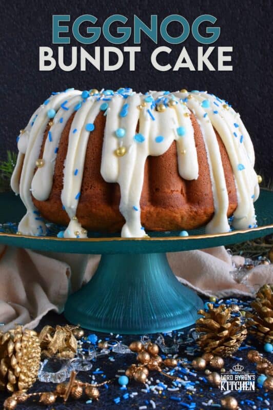If you don't care to drink eggnog, why not bake with it instead? Eggnog is baked right into the batter and the frosting is made with eggnog too, ensuring that this Eggnog Bundt Cake lives up to its name! Optionally, this recipe permits a splash or rum or an alcohol-free version too! #eggnog #bundt #cake