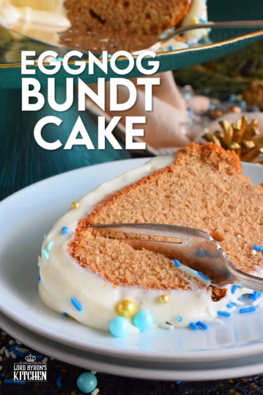 If you don't care to drink eggnog, why not bake with it instead? Eggnog is baked right into the batter and the frosting is made with eggnog too, ensuring that this Eggnog Bundt Cake lives up to its name! Optionally, this recipe permits a splash or rum or an alcohol-free version too! #eggnog #bundt #cake