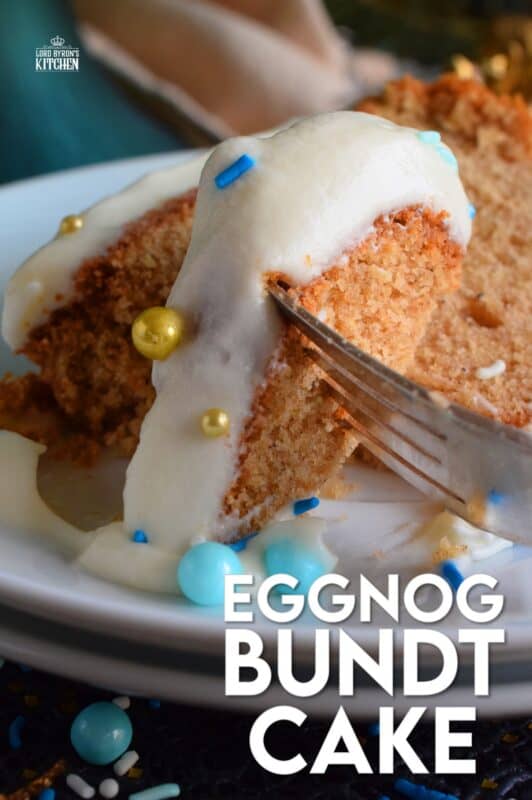 If you don't care to drink eggnog, why not bake with it instead? Eggnog is baked right into the batter and the frosting is made with eggnog too, ensuring that this Eggnog Bundt Cake lives up to its name! Optionally, this recipe permits a splash or rum or an alcohol-free version too! #eggnog #bundt #cake