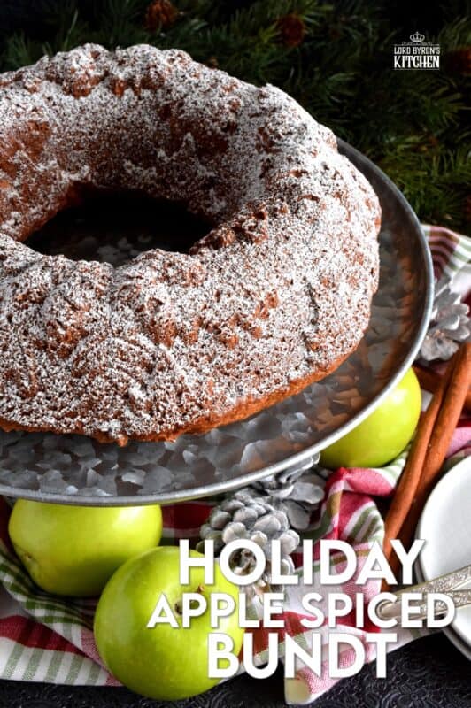 Apples and pecans, combined with holiday spices, make this Holiday Apple Spiced Bundt Cake perfectly rich and moist! With a cake this delicious, frosting and fancy decoration is not needed! #spiced #apple #bundt #pecans