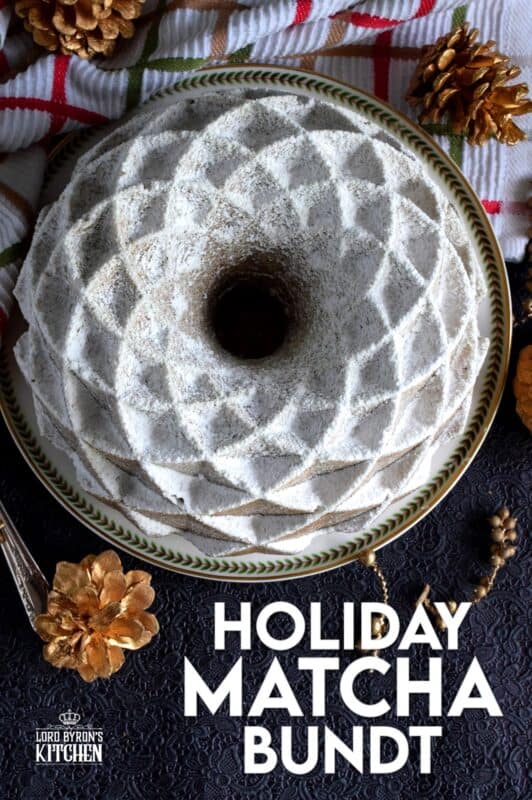 This bundt is green for the holidays! If you've never baked a cake with matcha, you must do it immediately! The earthly, slightly bitter taste of matcha is balanced with the addition of sugar and vanilla. This cake is one of my personal favourites! #matcha #bundt #holiday #cake