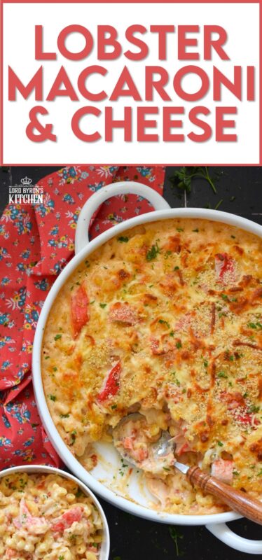 By adding lobster meat and seafood seasoning to regular mac and cheese, it is transformed into one of the most delicious and comforting meals. This version of Lobster Macaroni and Cheese starts with an easy bechamel and ends with a crunchy panko crust. It just cannot be beat! #lobster #seafood #macandcheese #macaroni #baked