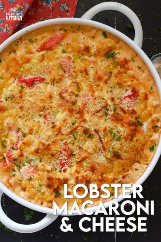 By adding lobster meat and seafood seasoning to regular mac and cheese, it is transformed into one of the most delicious and comforting meals. This version of Lobster Macaroni and Cheese starts with an easy bechamel and ends with a crunchy panko crust. It just cannot be beat! #lobster #seafood #macandcheese #macaroni #baked