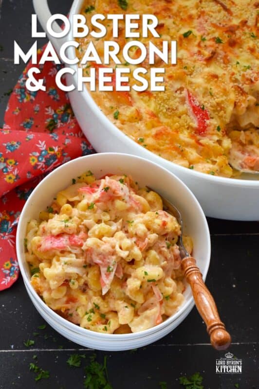 By adding lobster meat and seafood seasoning to regular mac and cheese, it is transformed into one of the most delicious and comforting meals. This version of Lobster Macaroni and Cheese starts with an easy bechamel and ends with a crunchy panko crust. It just cannot be beat! #lobster #seafood #macandcheese #macaroni #baked