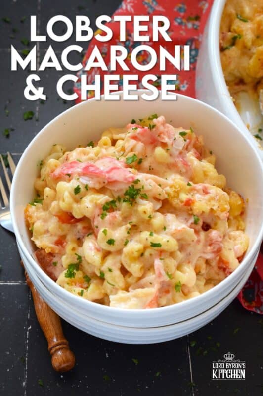 By adding lobster meat and seafood seasoning to regular mac and cheese, it is transformed into one of the most delicious and comforting meals. This version of Lobster Macaroni and Cheese starts with an easy bechamel and ends with a crunchy panko crust. It just cannot be beat! #lobster #seafood #macandcheese #macaroni #baked