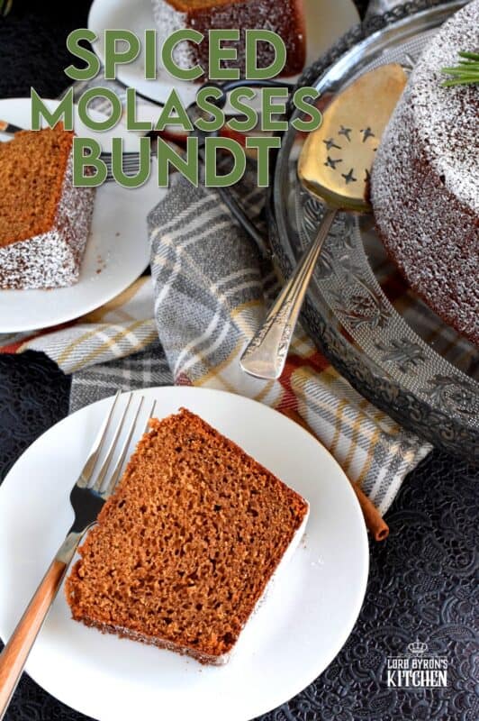 Rustic, simplistic, and delicious; Spiced Molasses Bundt Cake just screams Christmas! It is prepared with classic holiday-warming spices like cinnamon, nutmeg, ginger, and cloves. Paired with the sweetness of molasses and brown sugar, it's hard to eat just one slice! #spiced #molasses #bundt #cake