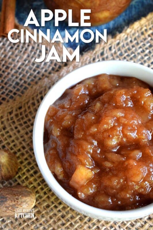The taste of autumn captured and preserved in a simple to prepare jam. Apple Cinnamon Jam is a jam that tastes like a dessert. Great on ice cream, or folded into apple turnovers, or just smeared liberally on warm toast! #apple #jam #butter #cinnamon