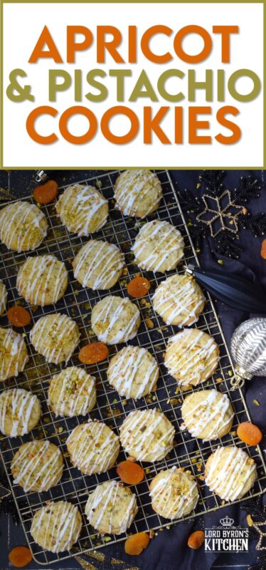 Soft and moist Apricot and Pistachio Cookies are a great addition to any holiday cookie platter! Prepared with a quick and easy cookie dough, these are packed with the chewiness of chopped dried apricots and the crunchiness of shelled pistachios! #apricot #pistachio #cookies #christmas #holiday #baking